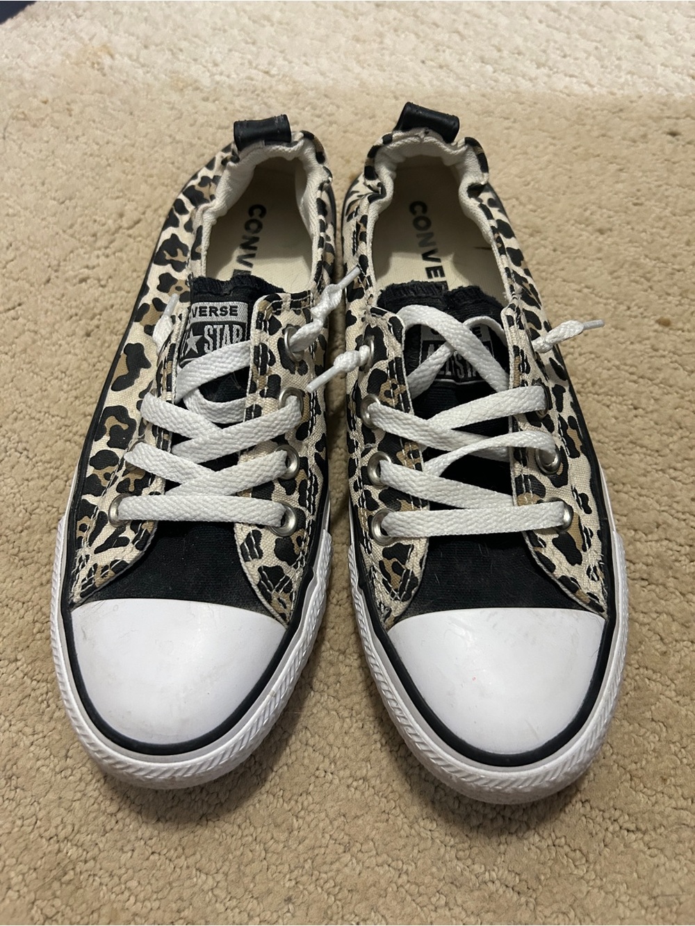 Converse women’s Leopard Print Low Top Sneakers - Black/Tan